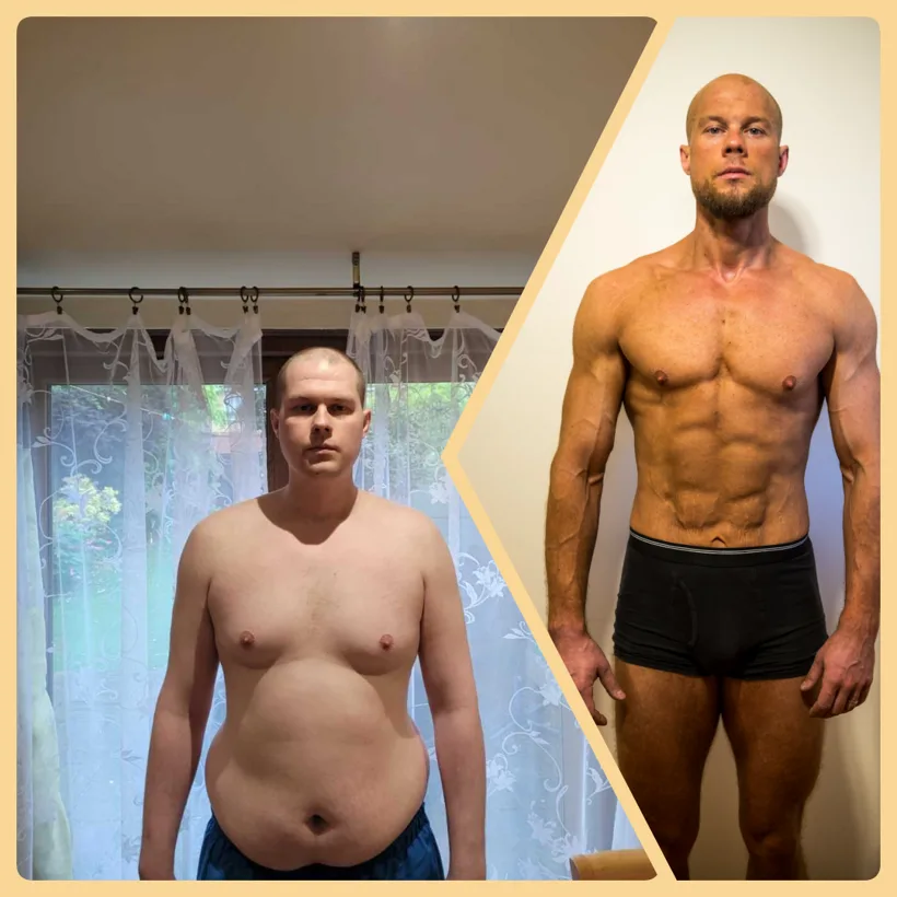 Kacper Kaszowski's transformation from 117 kg to 76 kg before rebuilding his physique
